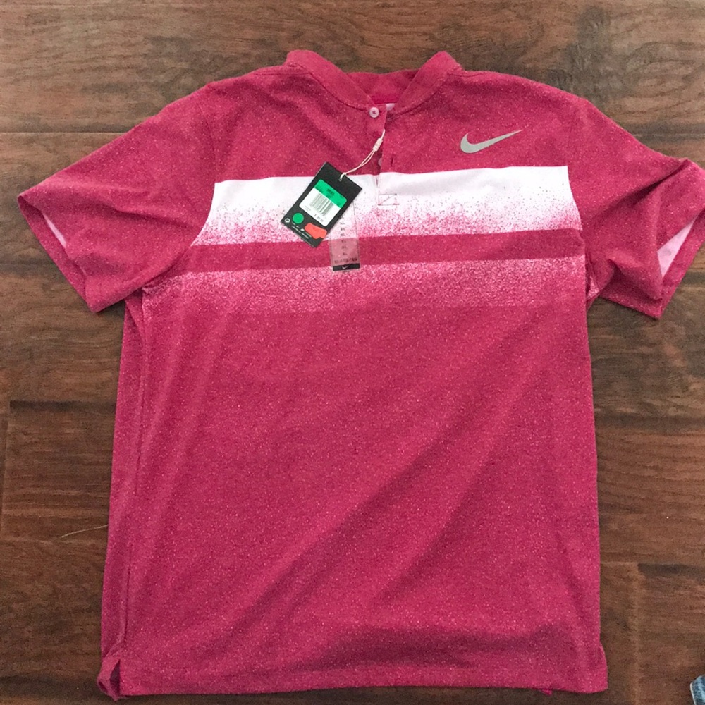 pink nike dry-fit mens golf shirt